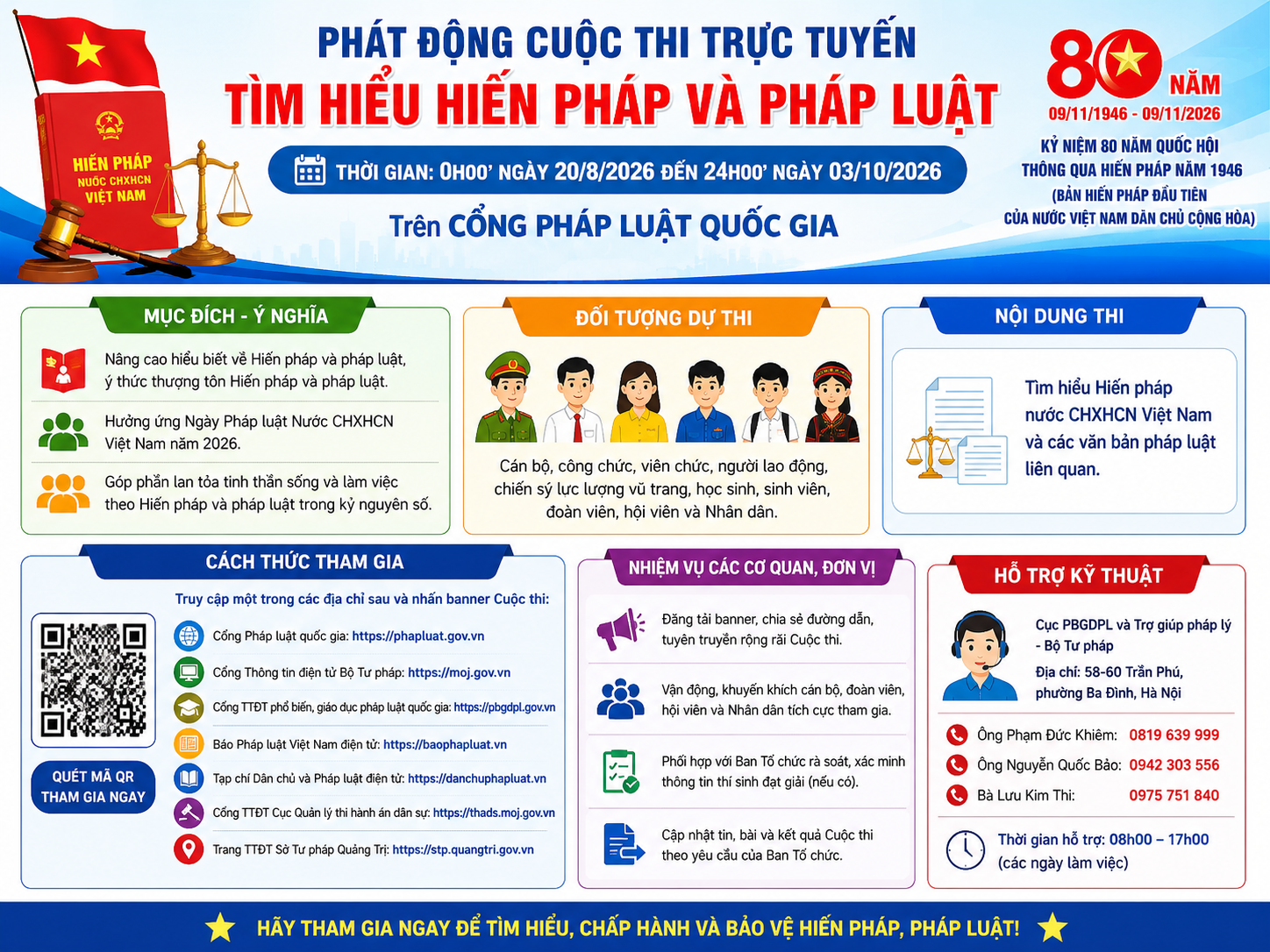Phát động Cuộc thi trực tuyến trên Cổng Pháp luật quốc gia Tìm hiểu Hiến pháp và pháp luật